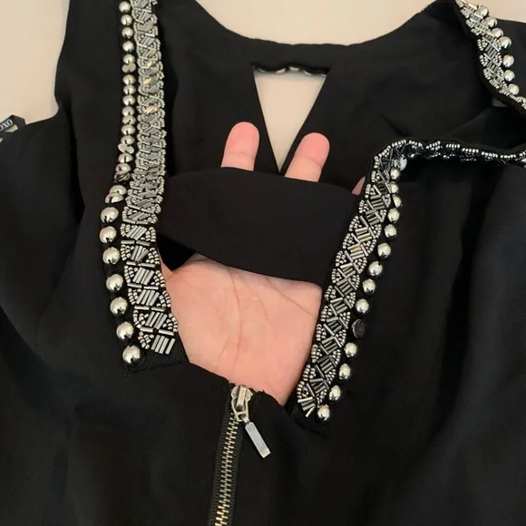 XOXO Black Beaded Detail Blouse S - Picture 5 of 5
